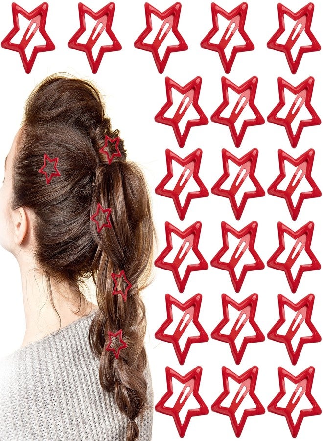 Mxxipp 20pcs Star Hair Clips for Women, Non-Slip Metal Star Snap Barrettes, Y2K Hairstyle Accessories for Women Thick Thin Fine Straight Curly Long Short Hair- Red - Image 1